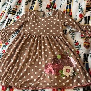 Rare Editions Brown Polka Dot Pumpkin Dress